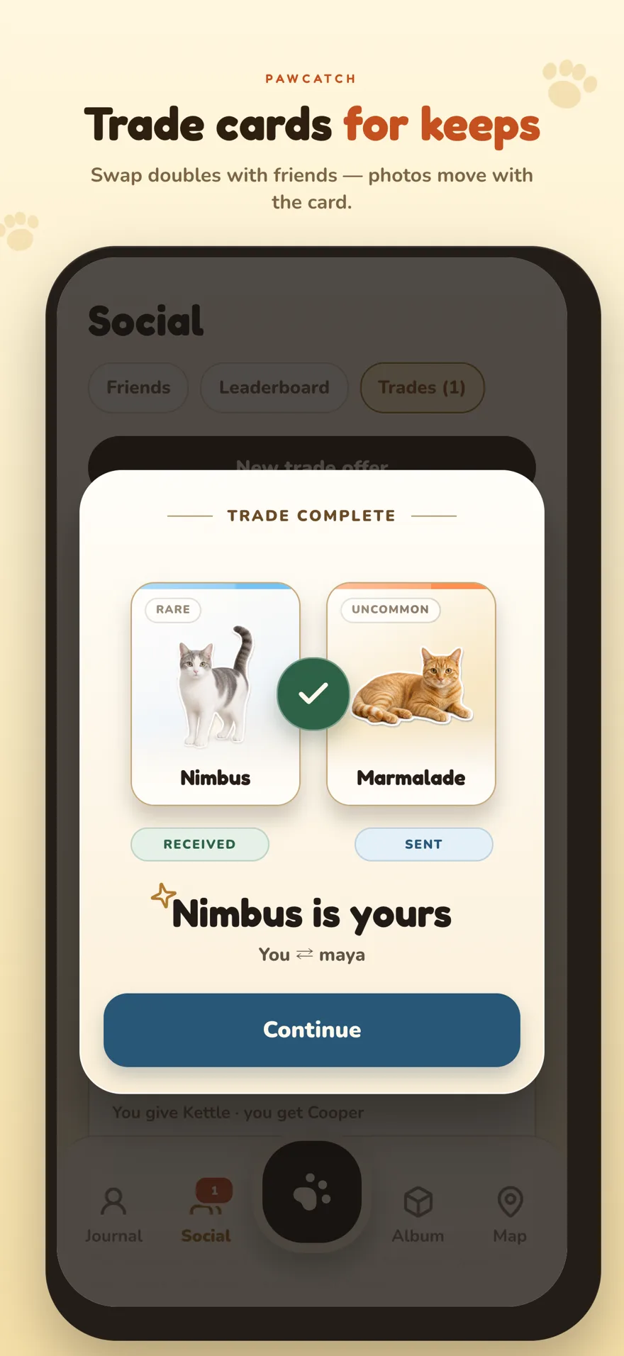 Screenshot: Trade cards for keeps