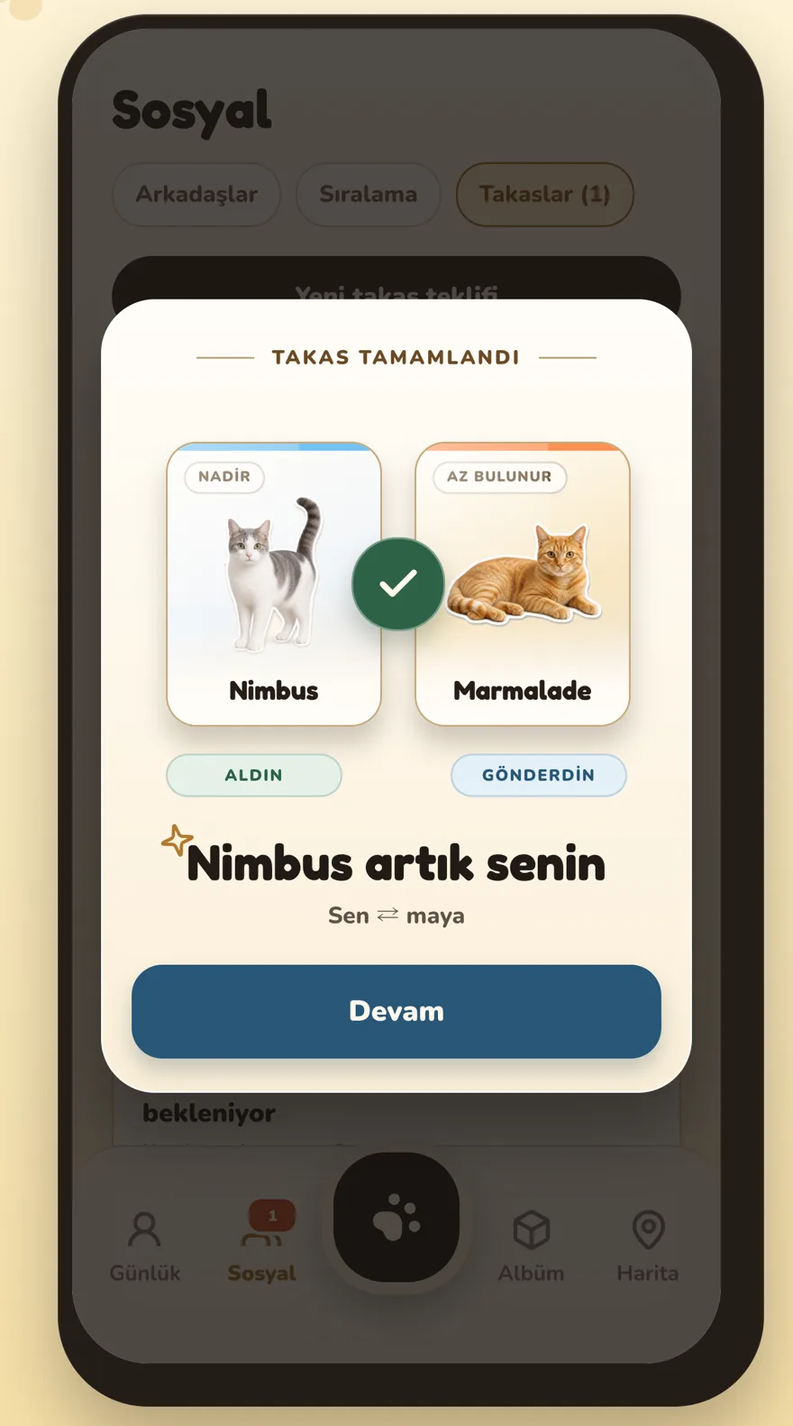 Tamamlanan bir takas — Nimbus alındı, Marmalade gönderildi